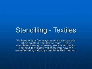 Stencilling - Textiles