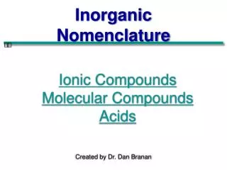 Ionic Compounds Molecular Compounds Acids