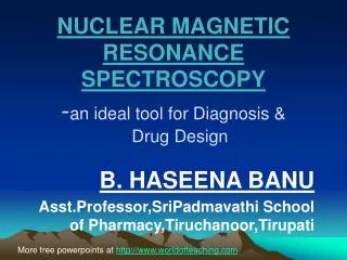 NUCLEAR MAGNETIC RESONANCE SPECTROSCOPY