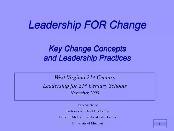 leadership for change key change concepts and leadership practices