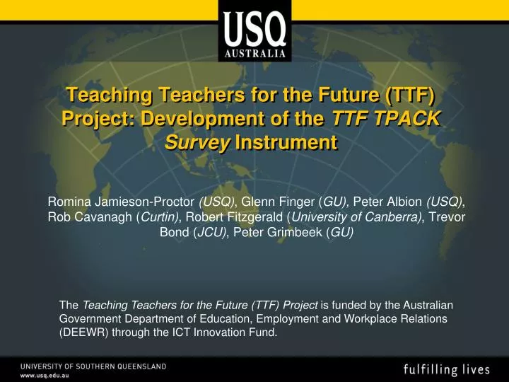 teaching teachers for the future ttf project development of the ttf tpack survey instrument
