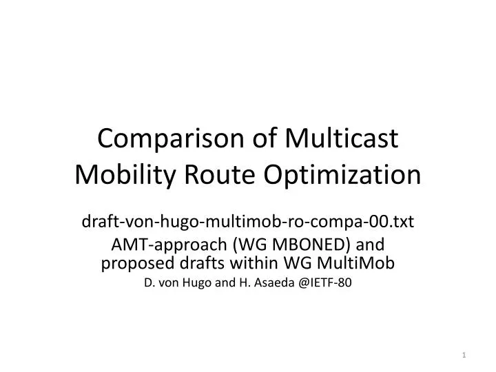comparison of multicast mobility route optimization