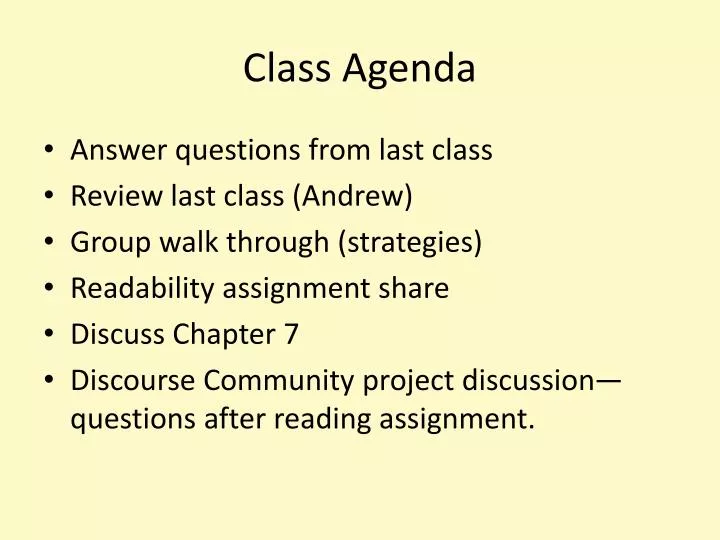 class agenda