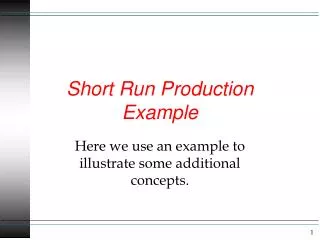 Short Run Production Example