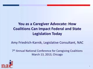 You as a Caregiver Advocate: How Coalitions Can Impact Federal and State Legislation Today