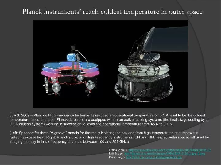 planck instruments reach coldest temperature in outer space