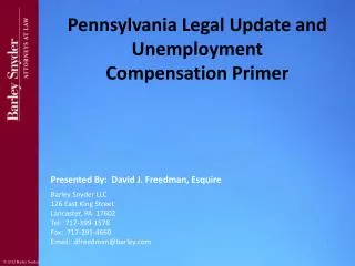 Pennsylvania Legal Update and Unemployment Compensation Primer