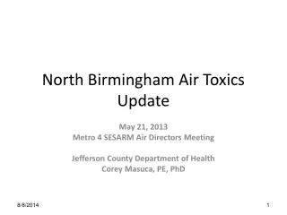 North Birmingham Air Toxics Update