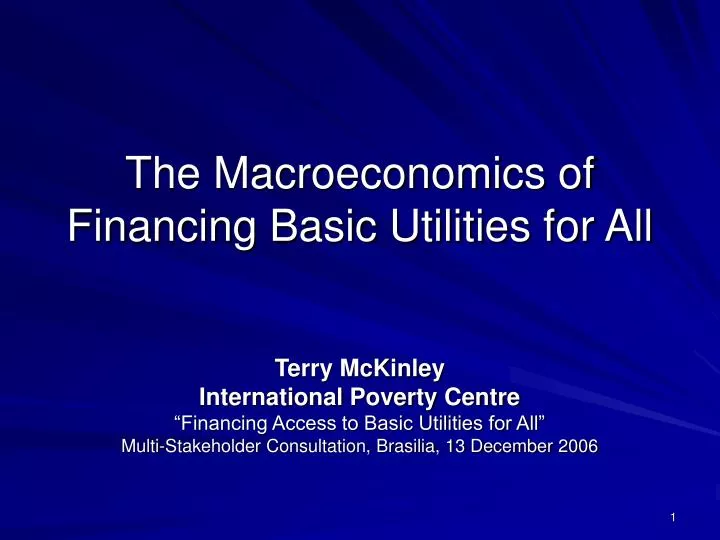 the macroeconomics of financing basic utilities for all