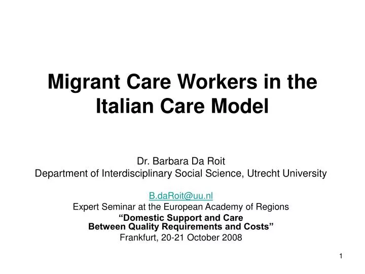 migrant care workers in the italian care model