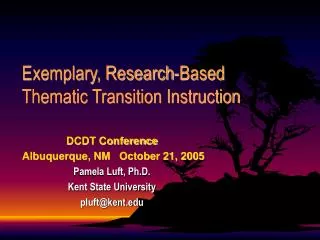 Exemplary, Research-Based Thematic Transition Instruction