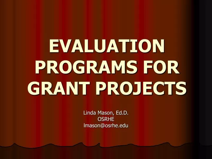 evaluation programs for grant projects