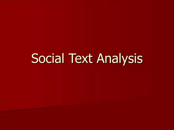 social text analysis