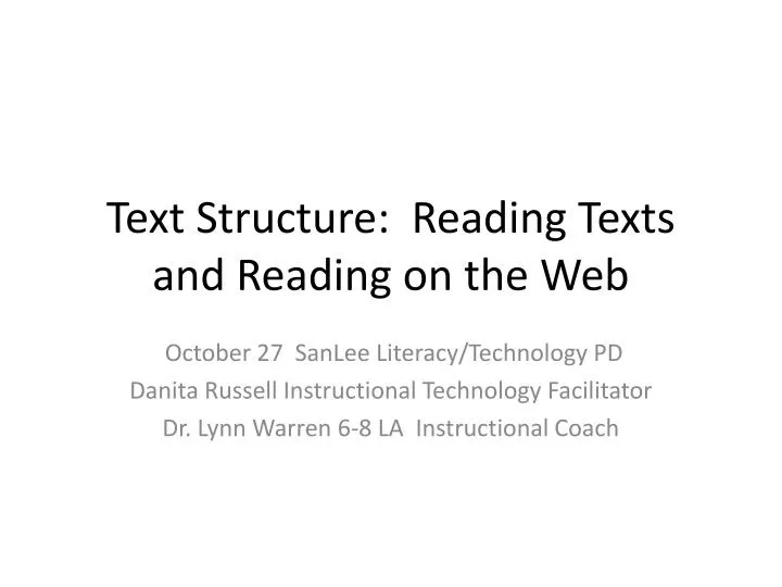 text structure reading texts and reading on the web
