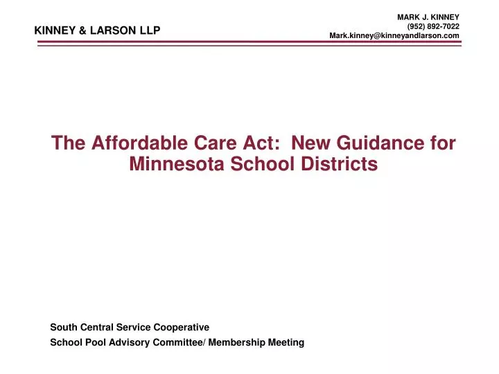 the affordable care act new guidance for minnesota school districts