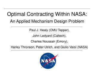 Optimal Contracting Within NASA: