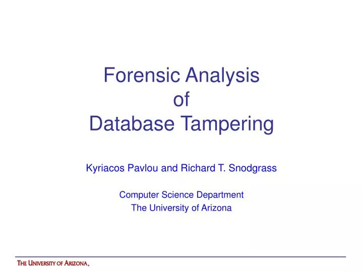 forensic analysis of database tampering
