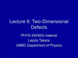 Lecture 9: Two-Dimensional Defects