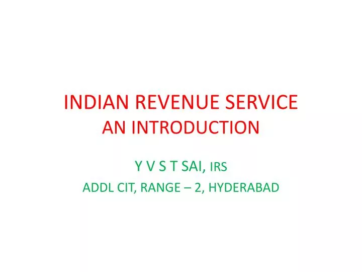 indian revenue service an introduction