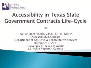 Accessibility in Texas State Government Contracts Life-Cycle