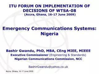 Emergency Communications Systems: Nigeria