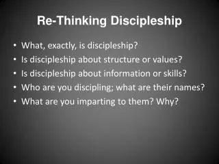 Re-Thinking Discipleship