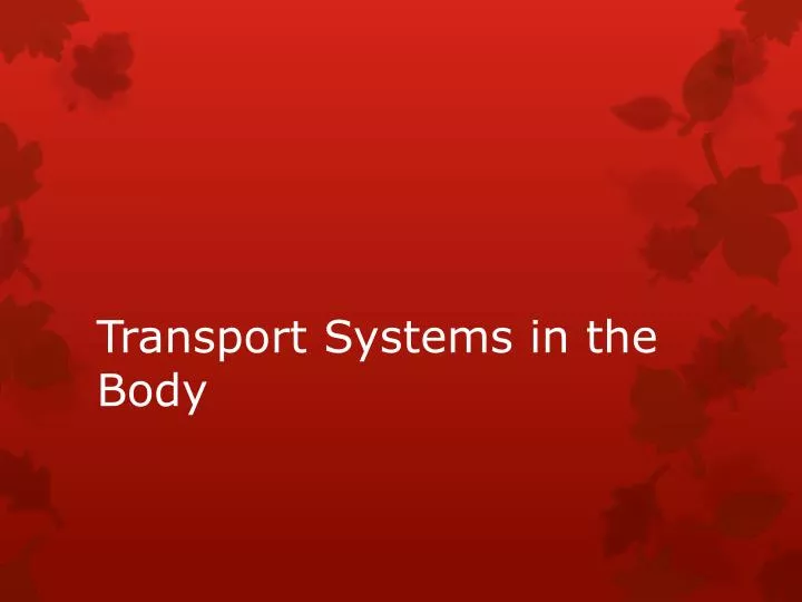 transport systems in the body
