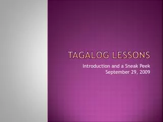 Tagalog Lessons