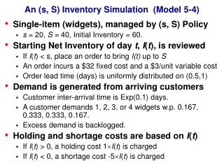An (s, S) Inventory Simulation (Model 5-4)