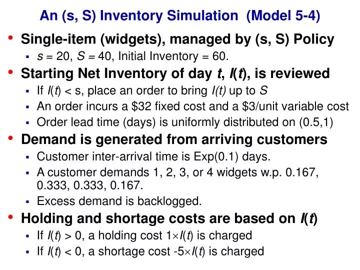 an s s inventory simulation model 5 4