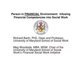 Person in FINANCIAL Environment: Infusing Financial Competencies into Social Work