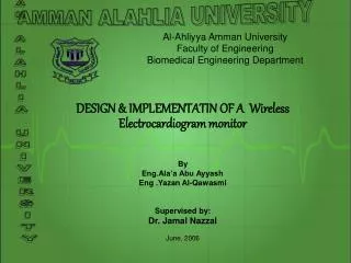 DESIGN &amp; IMPLEMENTATIN OF A Wireless Electrocardiogram monitor By