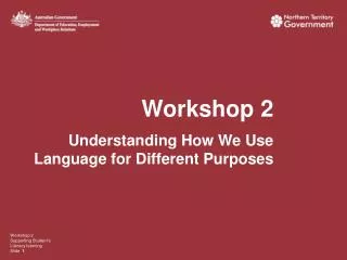 Workshop 2 Understanding How We Use Language for Different Purposes