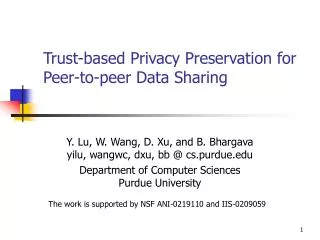Trust-based Privacy Preservation for Peer-to-peer Data Sharing
