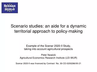 Scenario studies: an aide for a dynamic territorial approach to policy-making