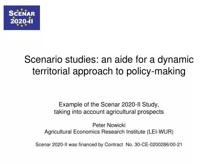 scenario studies an aide for a dynamic territorial approach to policy making
