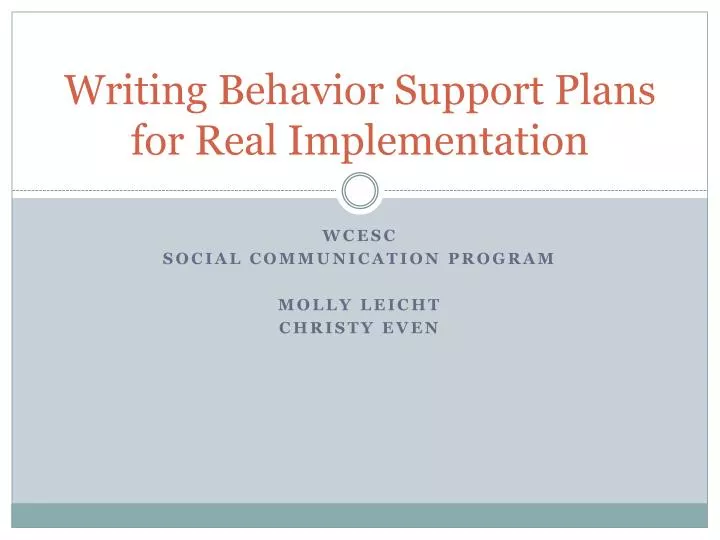 writing behavior support plans for real implementation