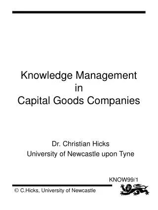 Knowledge Management in Capital Goods Companies