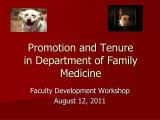 Promotion and Tenure in Department of Family Medicine