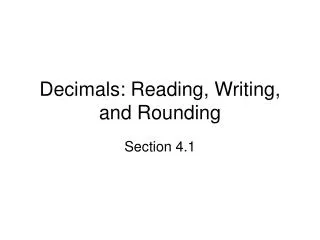 Decimals: Reading, Writing, and Rounding