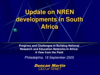 Update on NREN developments in South Africa