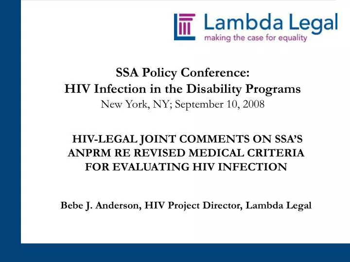 ssa policy conference hiv infection in the disability programs new york ny september 10 2008