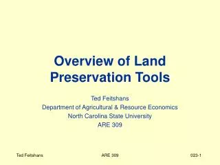 Overview of Land Preservation Tools