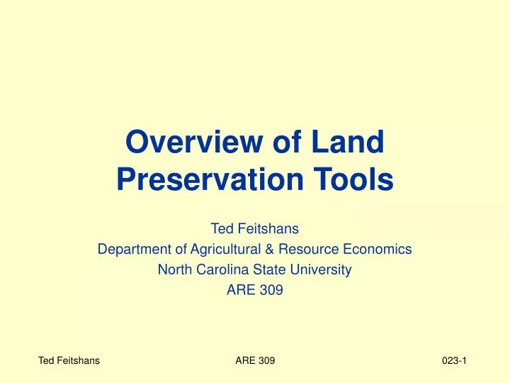 overview of land preservation tools