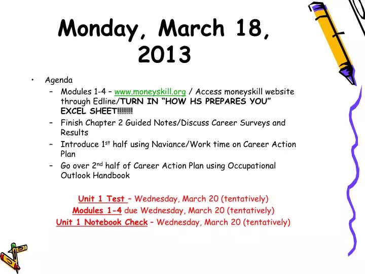 monday march 18 2013