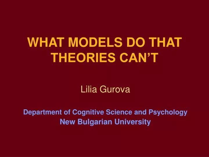 what models do that theories can t
