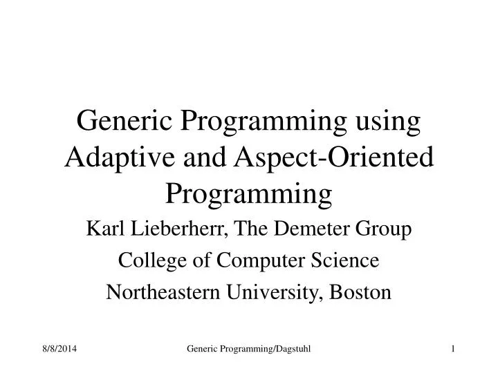 generic programming using adaptive and aspect oriented programming