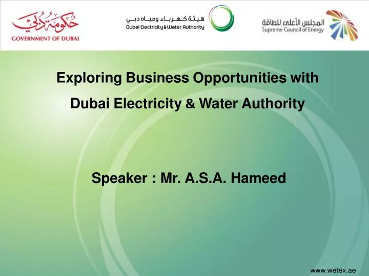 exploring business opportunities with dubai electricity water authority