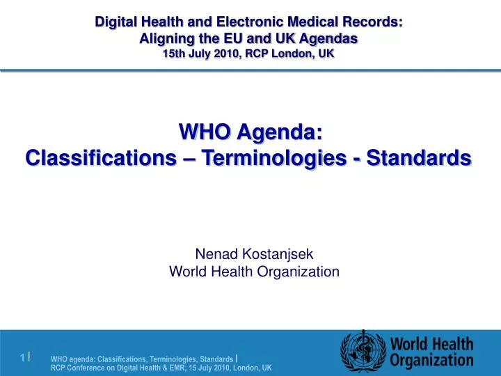 who agenda classifications terminologies standards