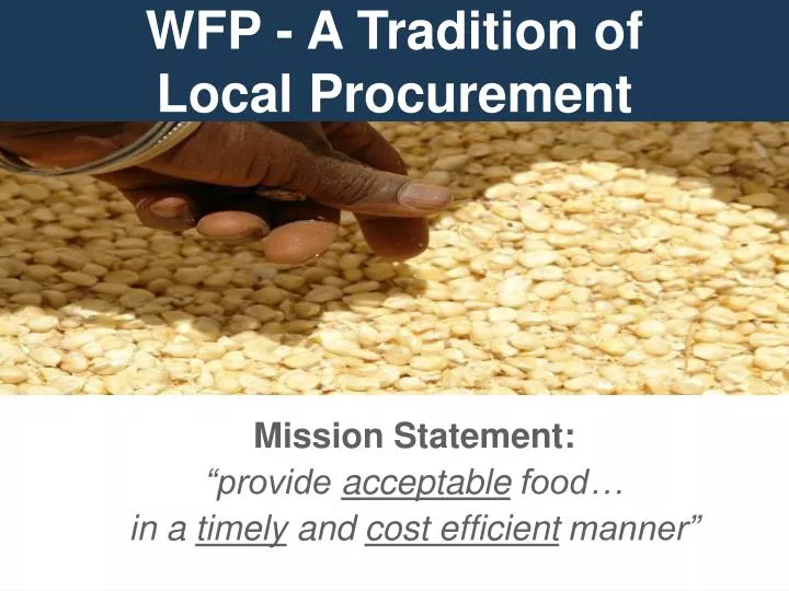 wfp a tradition of local procurement